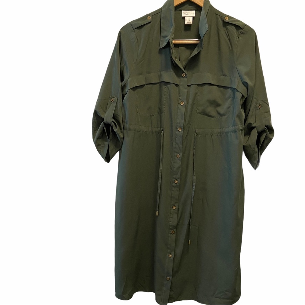 Motherhood Maternity Green Button Up Dress Sz M
